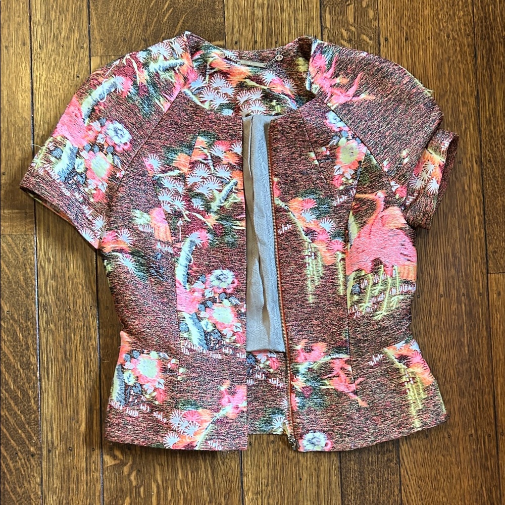 Matthew Williamson Pink and Green Floral Blouse